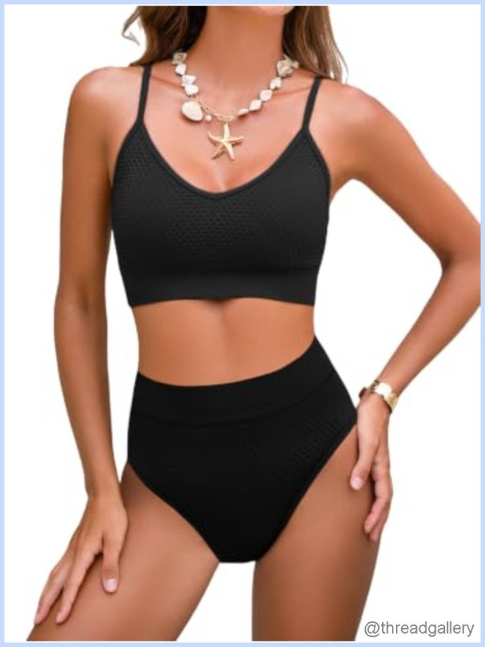Women's Sporty Seamless Bikini Set High Waisted Tankini